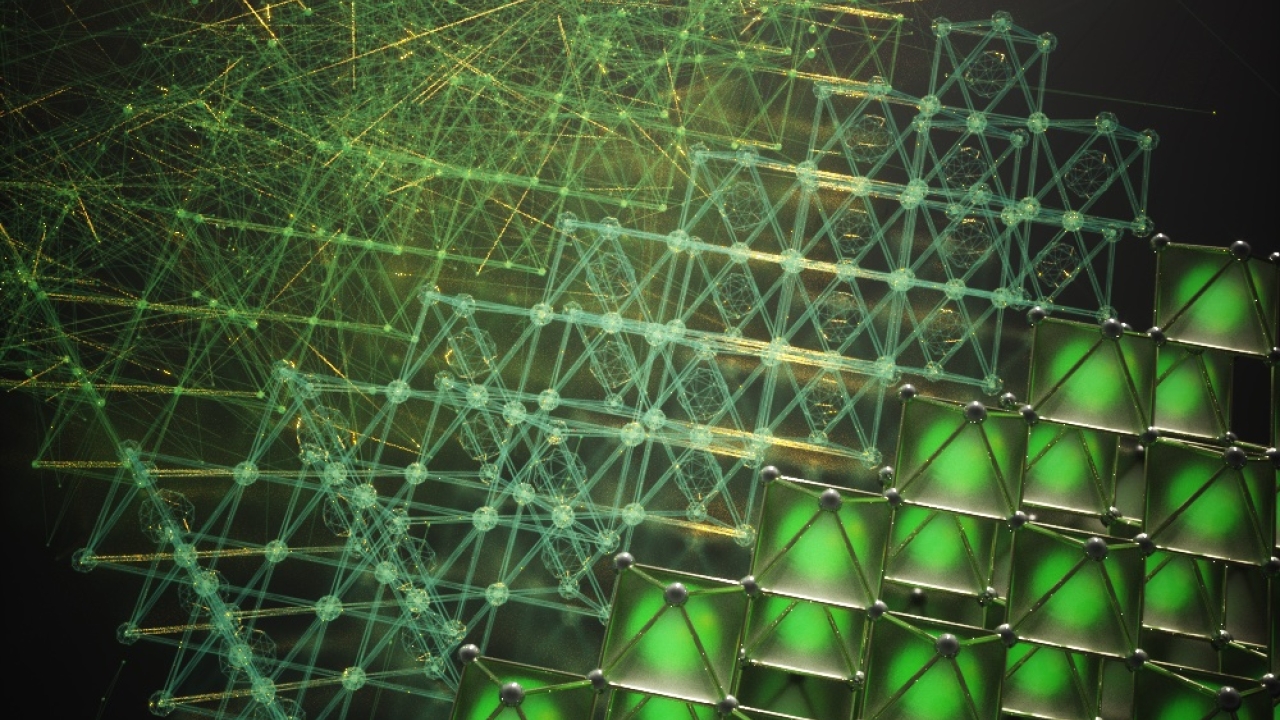 AI Generated image that depicts a green web of cells